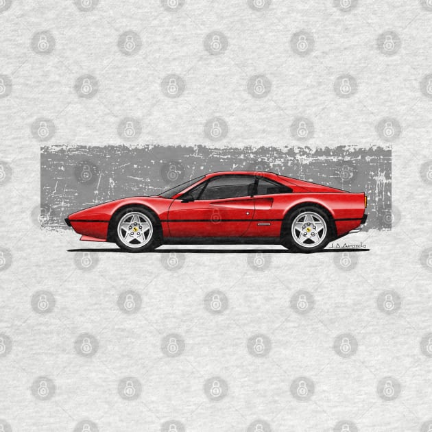 My drawing of the red Maranello Italian classic sports car by jaagdesign